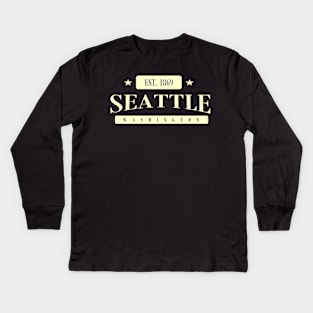 Seattle EST. 1869 (Navy Creme) Kids Long Sleeve T-Shirt